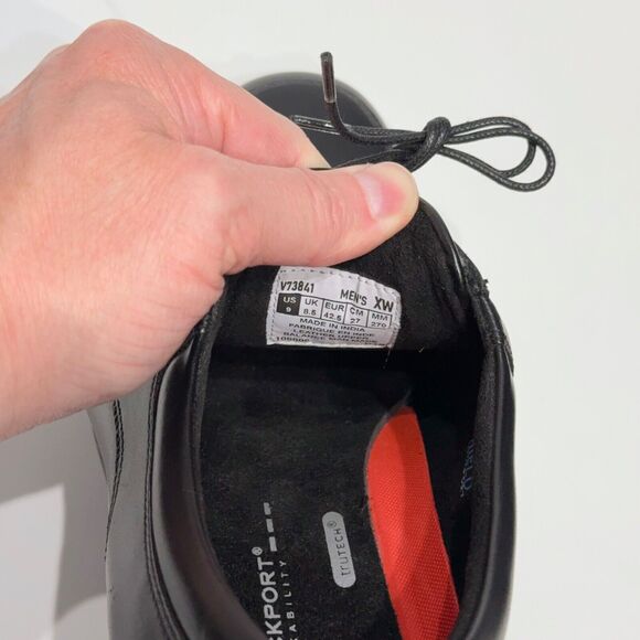 NWOB Rockport Essential Waterproof Apron Toe Oxford Black Leather Men's 9 X-Wide - Picture 9 of 12